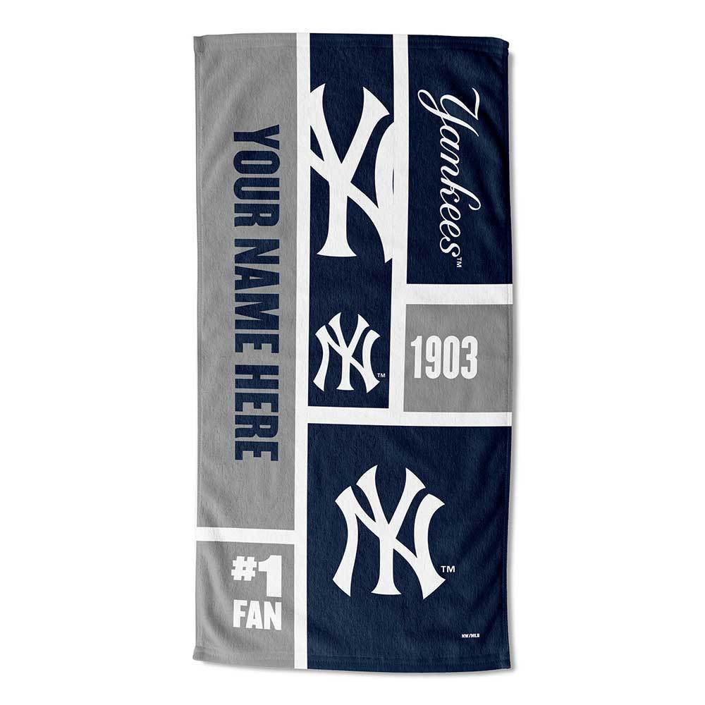 [Personalization Only] OFFICIAL MLB Colorblock Personalized Beach Towel - Yankees