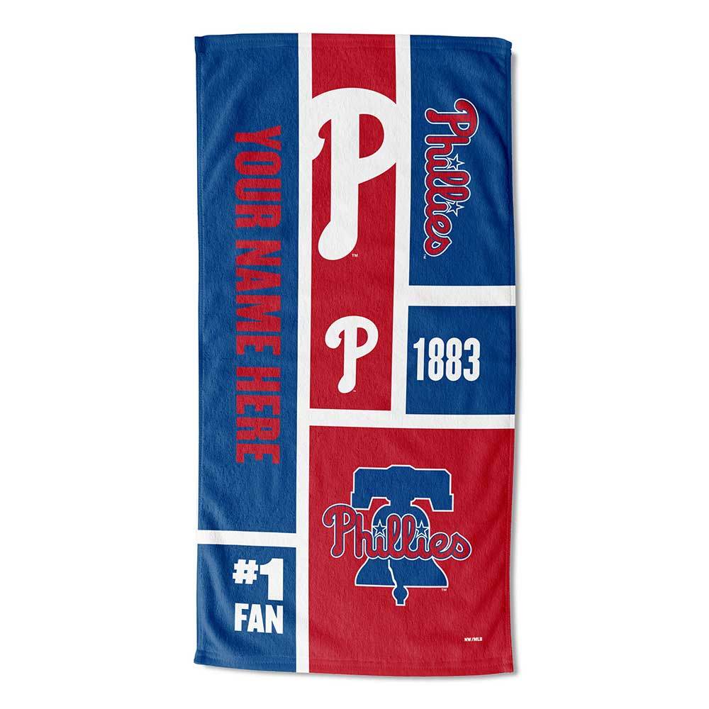 [Personalization Only] OFFICIAL MLB Colorblock Personalized Beach Towel - Phillies