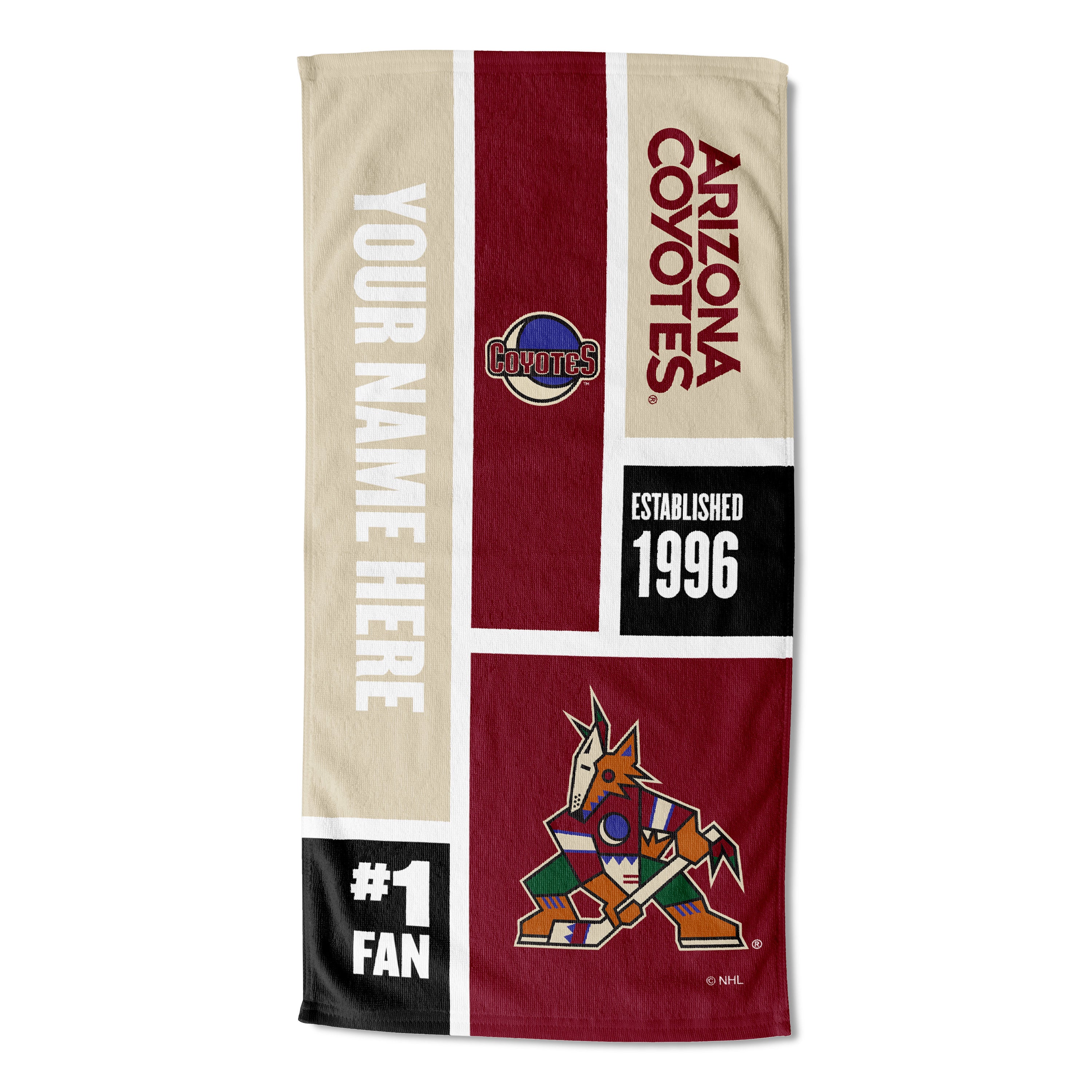 [Personalization Only] OFFICIAL NHL Colorblock Personalized Beach Towel - Arizona Coyotes