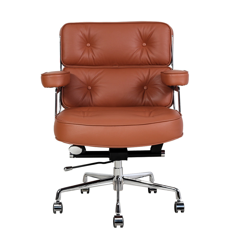 Lobby Genuine Leather Executive chair office Aluminum Alloy Base Swivel