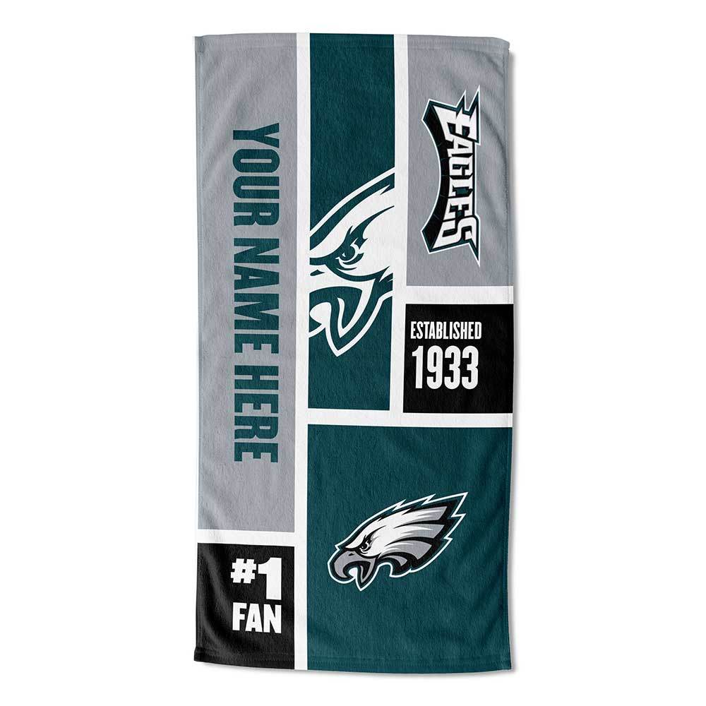 [Personalization Only] OFFICIAL NFL Colorblock Personalized Beach Towel - Eagles