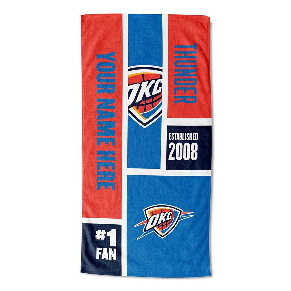 [Personalization Only] OFFICIAL NBA Colorblock Personalized Beach Towel - Oklahoma City Thunder