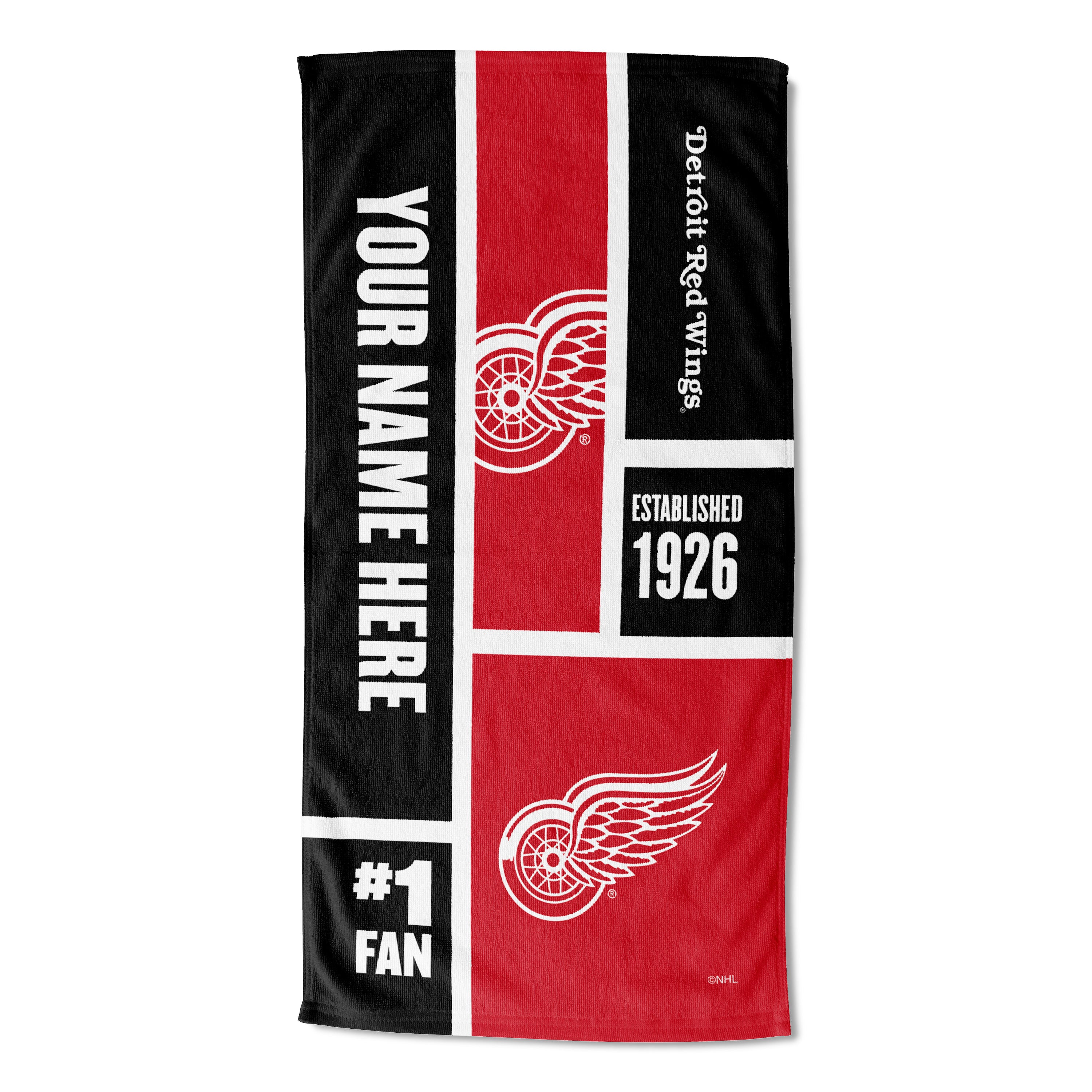 [Personalization Only] OFFICIAL NHL Colorblock Personalized Beach Towel - Detroit Red Wings