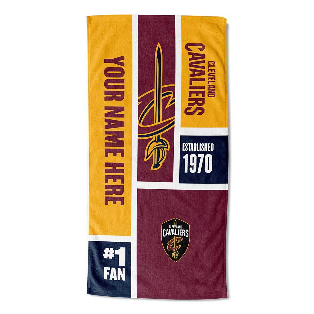 [Personalization Only] OFFICIAL NBA Colorblock Personalized Beach Towel - Cleveland Cavaliers