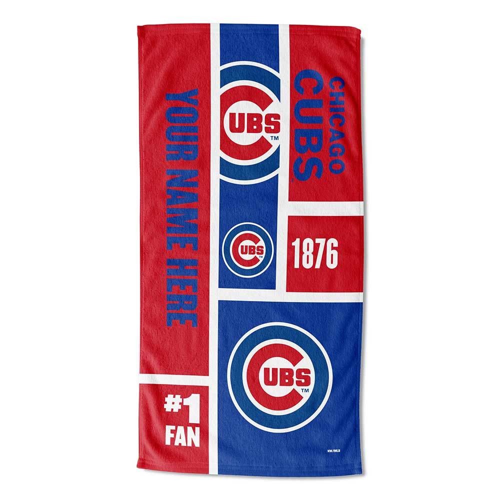 [Personalization Only] OFFICIAL MLB Colorblock Personalized Beach Towel - Cubs