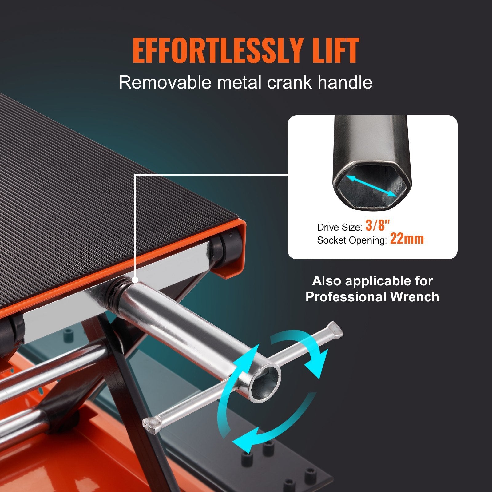 VEVOR Motorcycle Lift, 1100 LBS Motorcycle Lift ATV Scissor Lift Jack with Dolly & Hand Crank, Center Hoist Crank Stand with Wide Deck & Tool Tray for