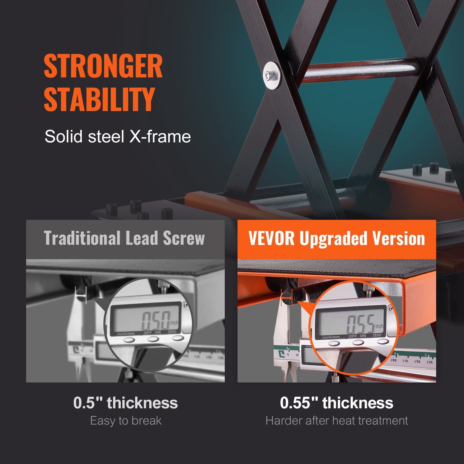 VEVOR Motorcycle Lift, 1100 LBS Motorcycle Lift ATV Scissor Lift Jack with Dolly & Hand Crank, Center Hoist Crank Stand with Wide Deck & Tool Tray for