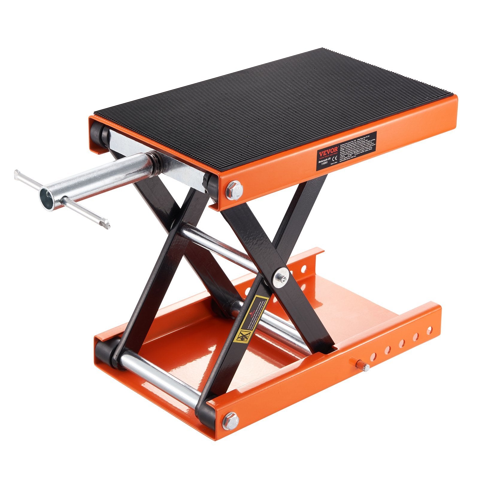 VEVOR Motorcycle Lift, 1100 LBS Motorcycle Scissor Lift Jack with Wide Deck & Safety Pin, 3.7"-13.8" Center Hoist Crank Stand, Steel Scissor Jack for 