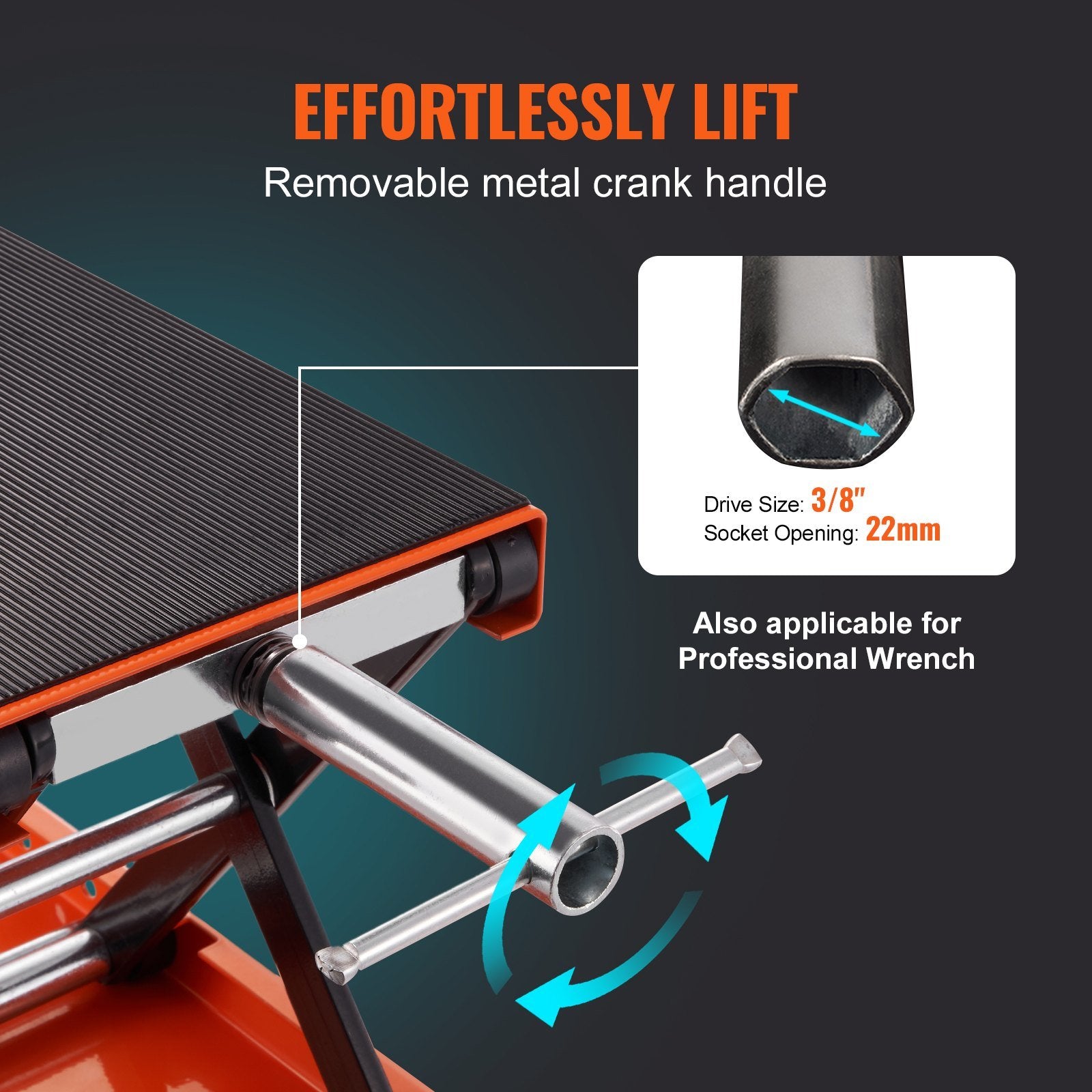 VEVOR Motorcycle Lift, 1100 LBS Motorcycle Scissor Lift Jack with Wide Deck & Safety Pin, 3.7"-13.8" Center Hoist Crank Stand, Steel Scissor Jack for 