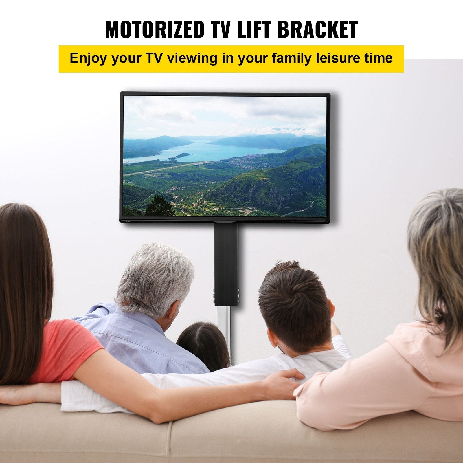 VEVOR Motorized TV Lift Stroke Length 31 Inches Motorized TV Mount Fit for Max.60 Inch TV Lift with Remote Control Height Adjustable 42-73 Inch,Load C