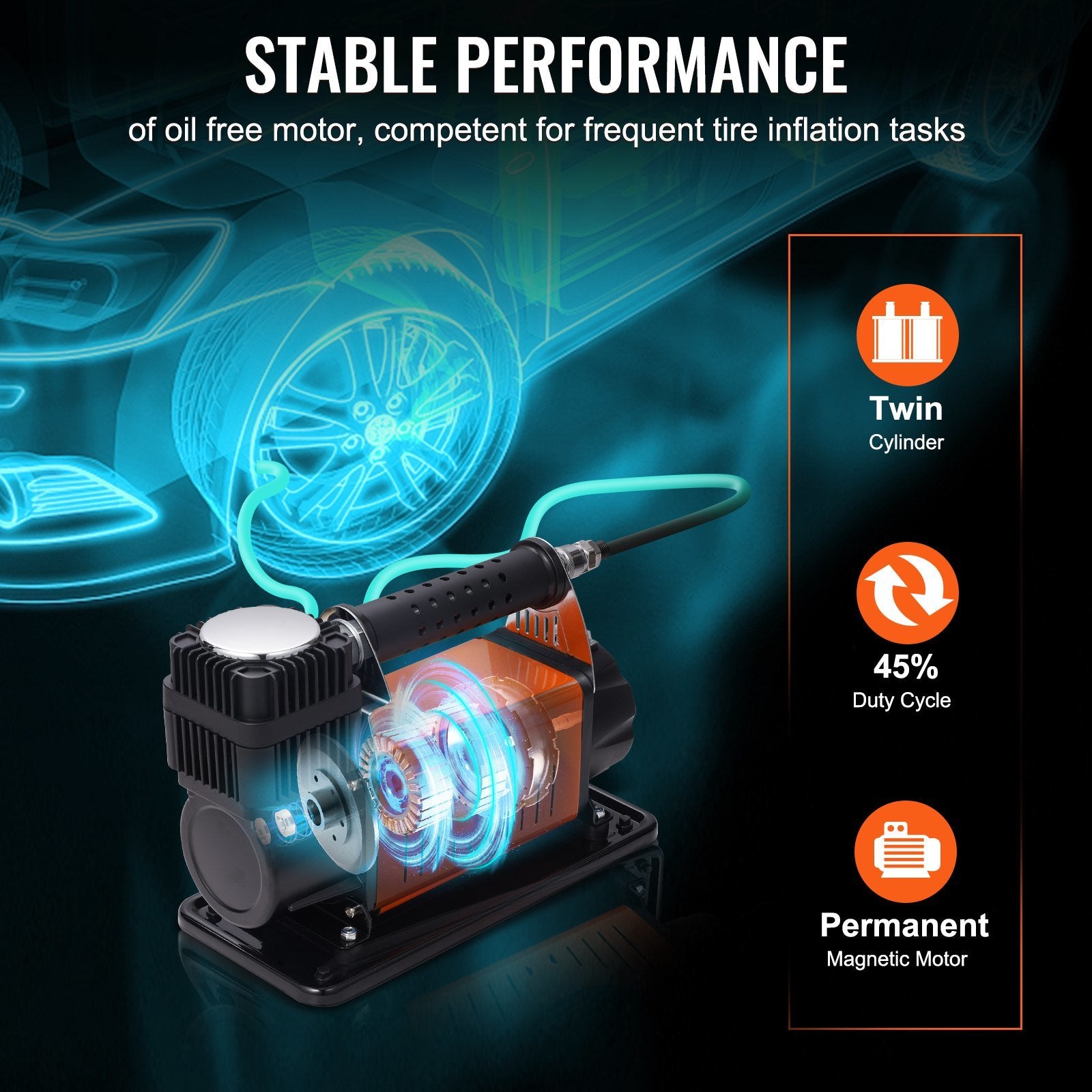 VEVOR 12V Air Compressor Heavy Duty 150PSI Offroad Air Compressor Portable Truck Tire Inflator Air Pump for Jeep SUV 4x4 Vehicle RV For up to 35 Inch 