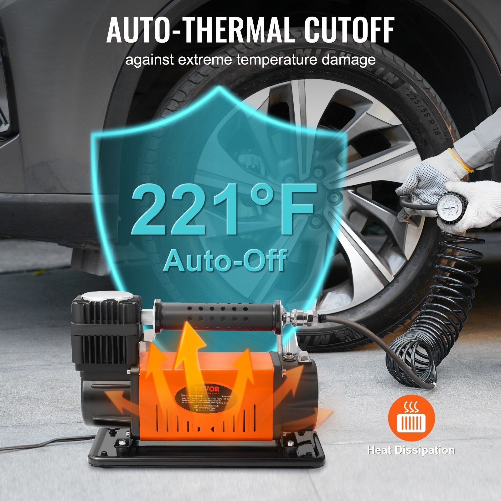VEVOR 12V Air Compressor Heavy Duty 150PSI Offroad Air Compressor Portable Truck Tire Inflator Air Pump for Jeep SUV 4x4 Vehicle RV For up to 35 Inch 