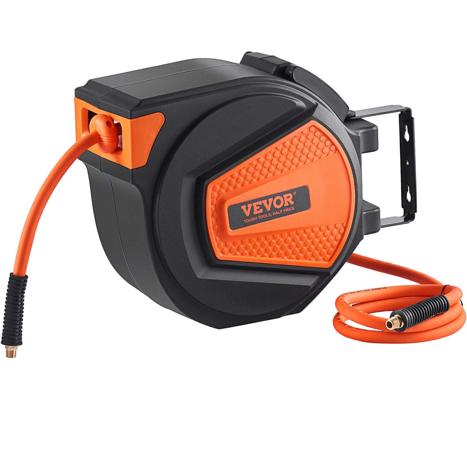 VEVOR Retractable Air Hose Reel, 3/8 IN x 50 FT Hybrid Air Hose Max 300PSI, Air Compressor Hose Reel with 5 ft Lead in, Ceiling / Wall Mount Enclosed 