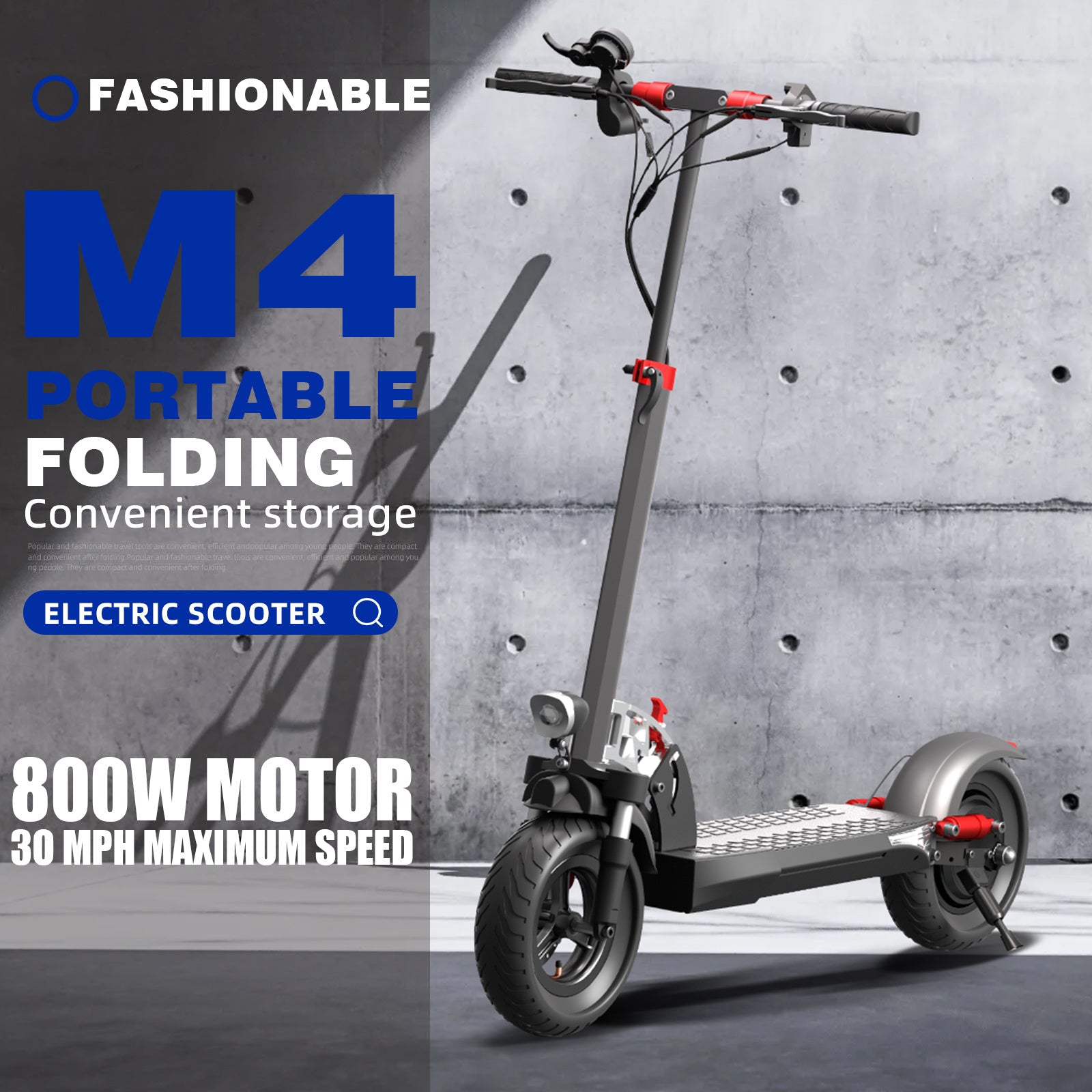 Electric Scooter for Adults with 800W Motor, Up to 28MPH & 28 Miles-10'' Solid Tires, Folding Motorized Scooter Offroad with Seat & Adjustable Height for Adults