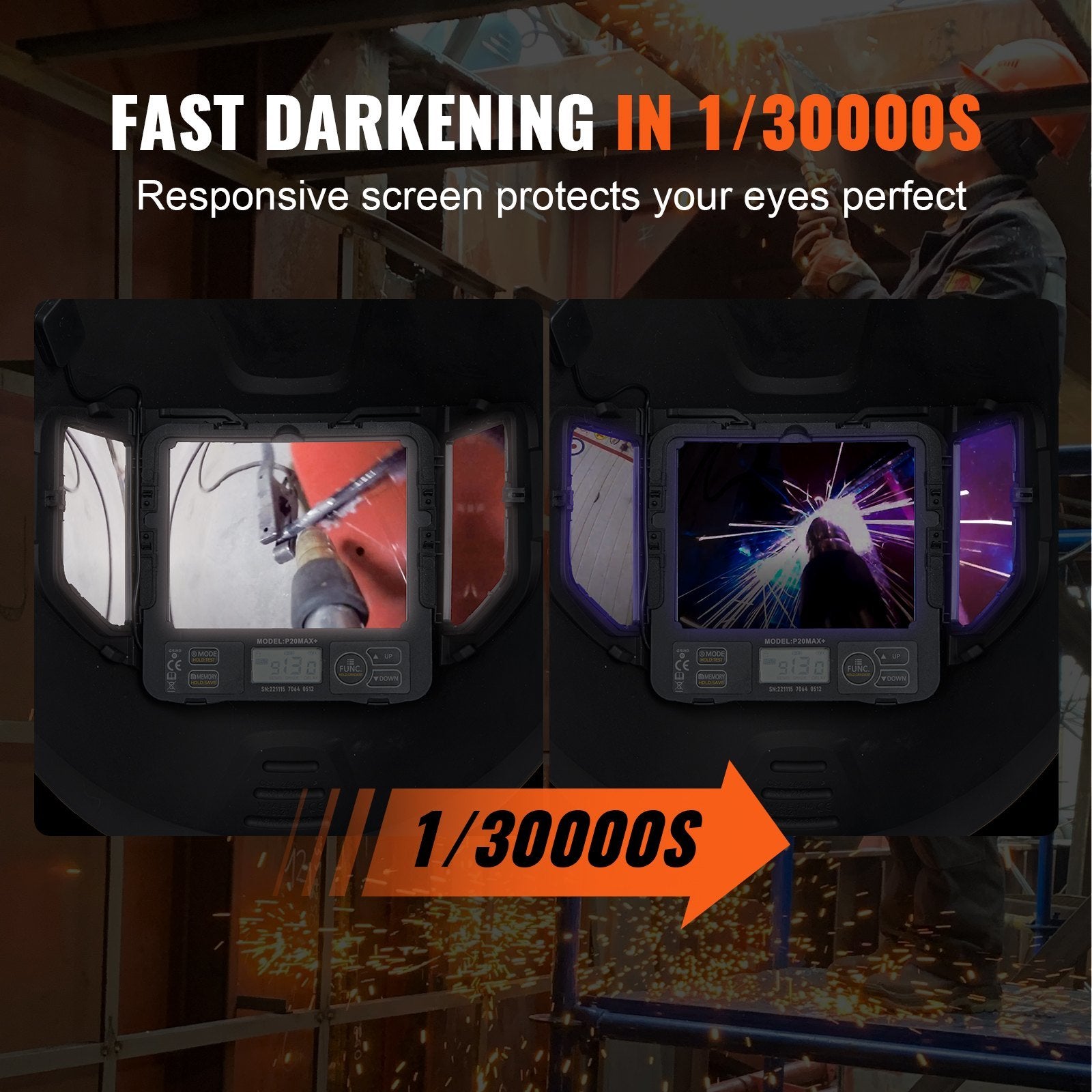 VEVOR Large View Auto Darkening Welding Helmet Arc Tig Mig Grinding Welder Mask