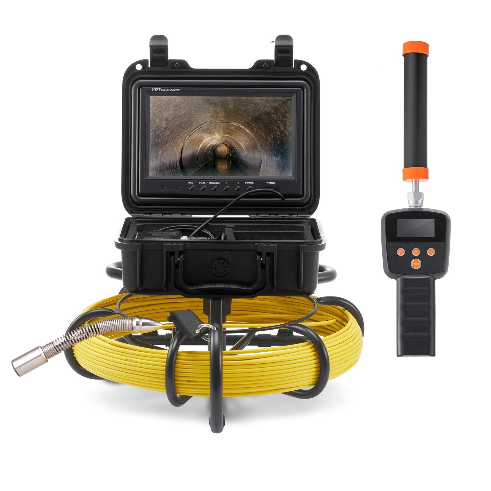 VEVOR Sewer Camera with 512Hz Locator, 165 ft/50 m, 9" Pipeline Inspection Camera with DVR Function, IP68 Camera with 12 Adjustable LEDs, A 16 GB SD C