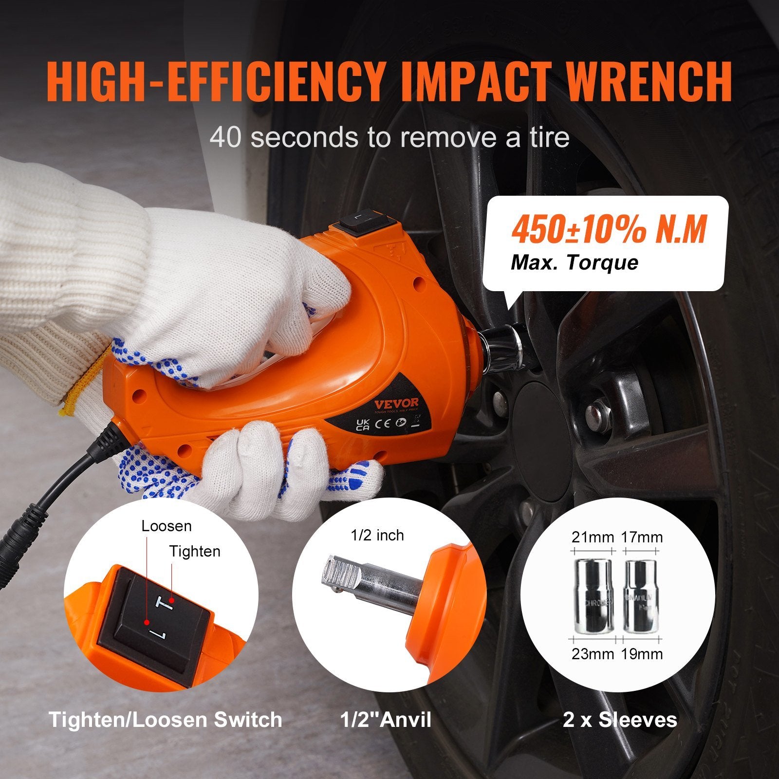 VEVOR Electric Car Jack, 5 Ton/11023 LBS Hydraulic Jack with Electric Impact Wrench, Portable Car Lift with Built-in Inflatable Pump, and LED Light fo