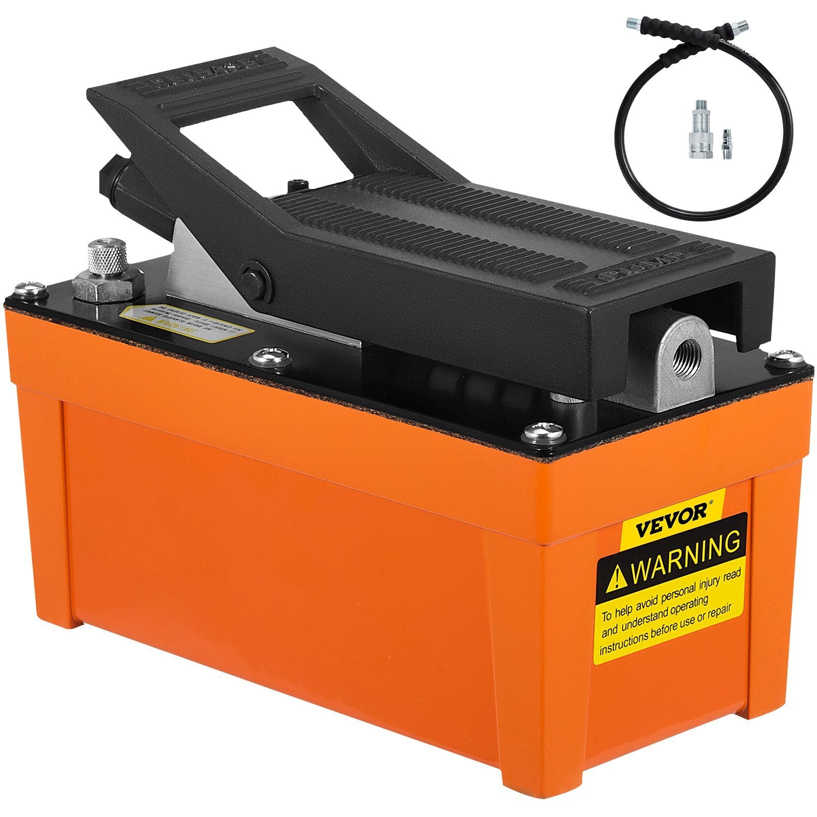 VEVOR Air Hydraulic Pump 10000 PSI Air Over Hydraulic Pump 1/2 Gal Reservoir Air Treadle Foot Actuated Hydraulic Pump 3/8" NPT with 6.56 ft Hose 2 Con