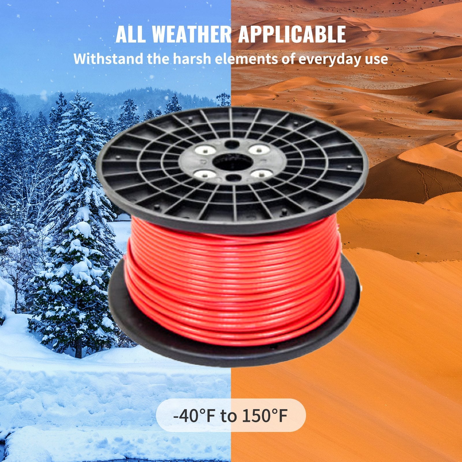 VEVOR Air Hose Reel 1/4" x 250' Flexible Hybrid Rubber Compressor Hose 300PSI