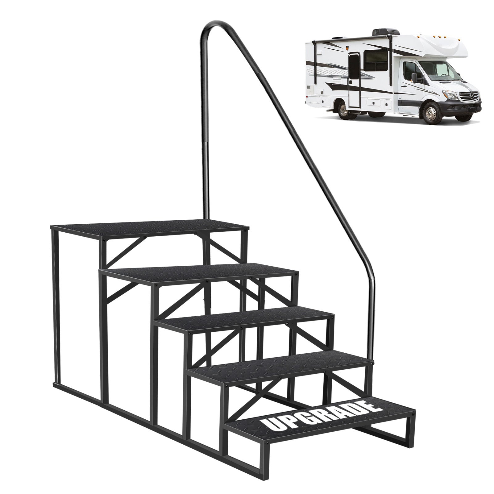 Hot Tub Steps Outdoor, 2 RV Steps with Handrail, Portable RV Stairs 3 Step, Heavy Duty Truck Camper Steps Ladders for Travel Trailers, 5th Wheel, Motor Home, Spa, and Porch