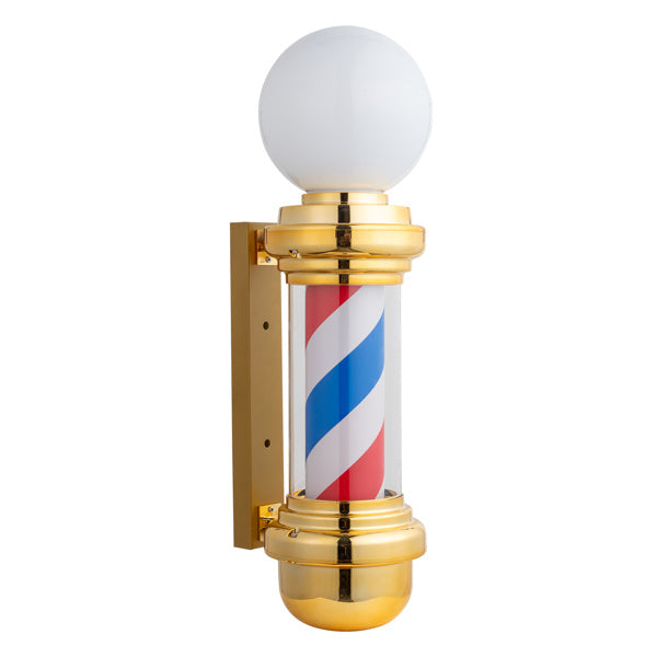 27" Barber Pole LED Light Golden,Classic Style Hair Salon Barber Shop Open Sign,Rotating Red White Blue LED Strips,IP44 Waterproof Save Energy