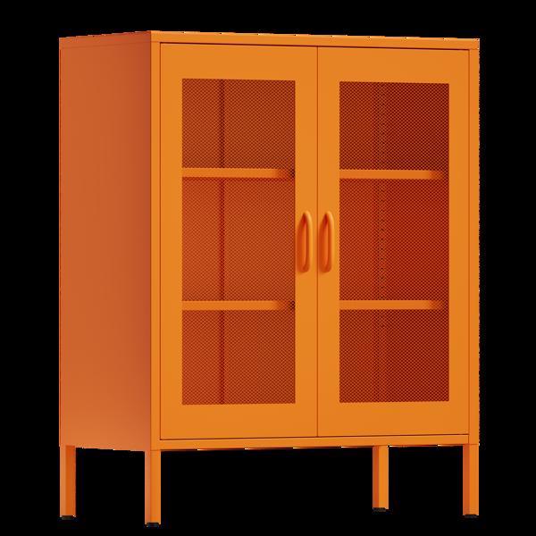 Metal Storage Cabinet with Mesh Doors, Steel Display Cabinets with Adjustable Shelves for Bathroom Home Office.Antique