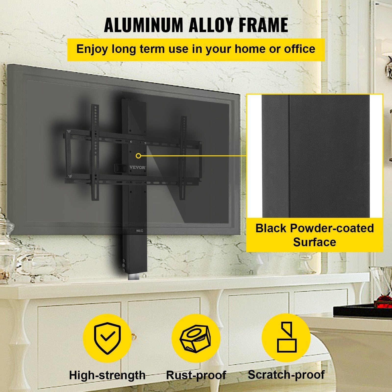 VEVOR Motorized TV Lift Stroke Length 28 Inches Motorized TV Mount Fit for Max.50 Inch TV Lift with Remote Control Height Adjustable 38-65 Inch,Load C