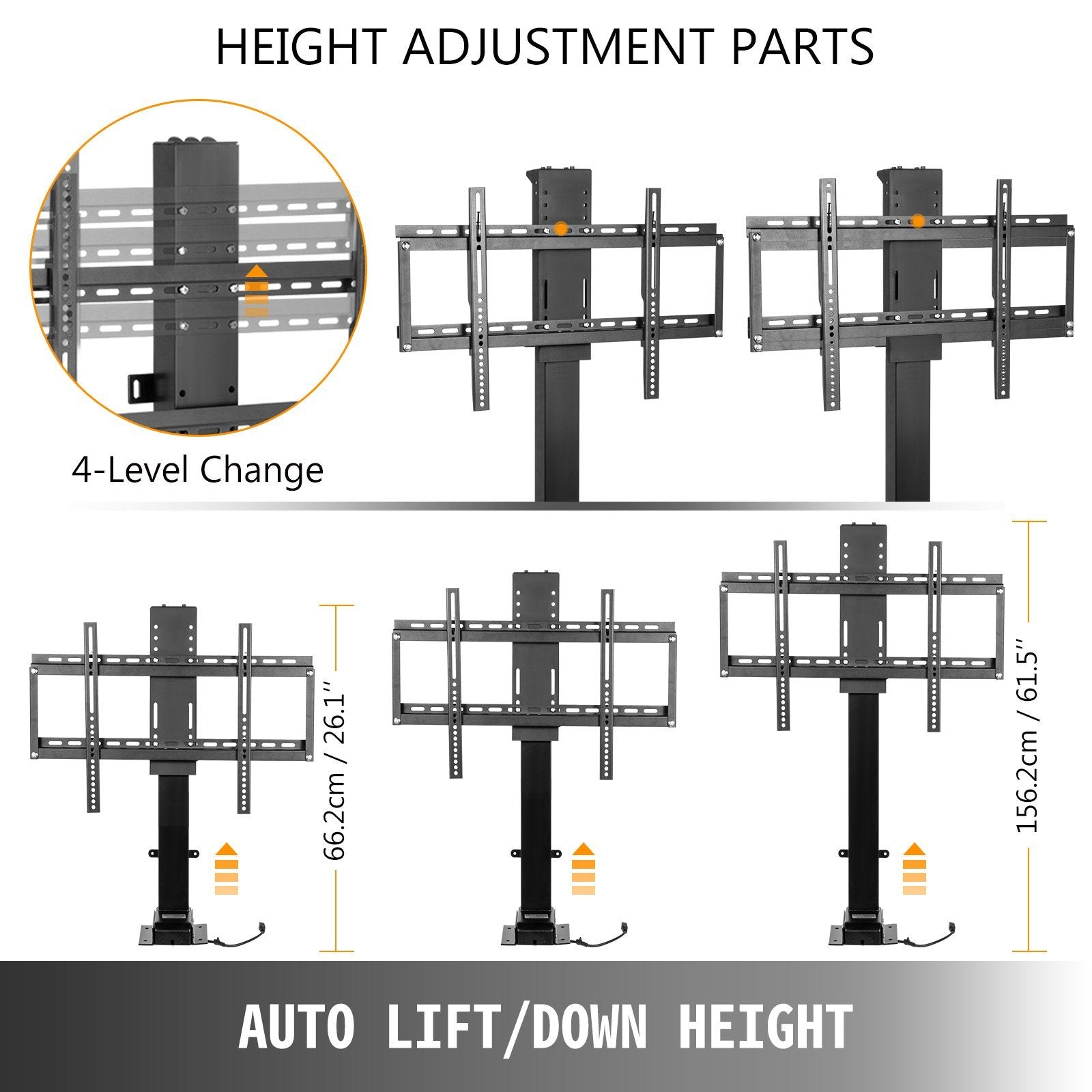 VEVOR Motorized TV Lift Stroke Length 35 Inches Motorized TV Mount Fit for 32-65 Inch TV Lift with Remote Control Height Adjustable 28.7-64.2 Inch,Loa