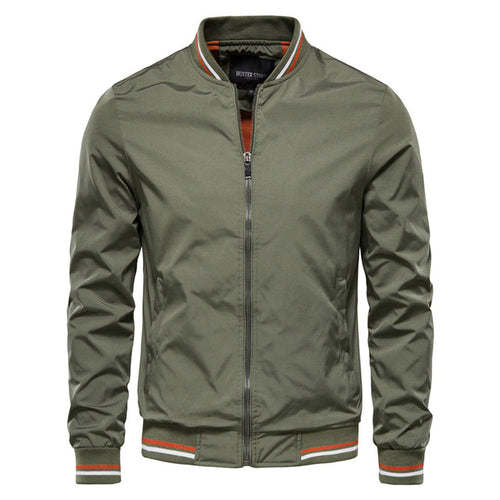 Aiopeson Solid Color Bomber Jacket Men Casual Slim Fit Baseball Mens