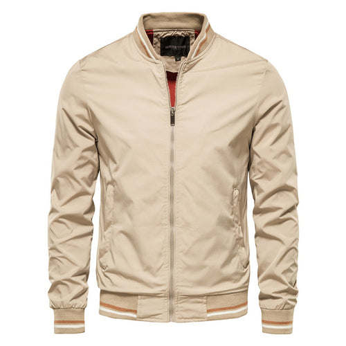 Aiopeson Solid Color Bomber Jacket Men Casual Slim Fit Baseball Mens