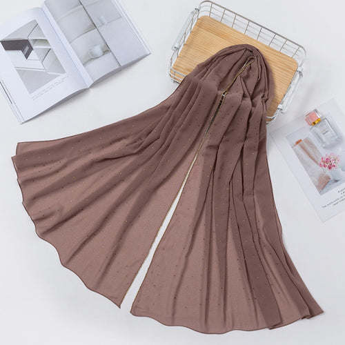 Luxury Gold Chiffon Head Scarf Solid Soft Long Muslim Scarves For