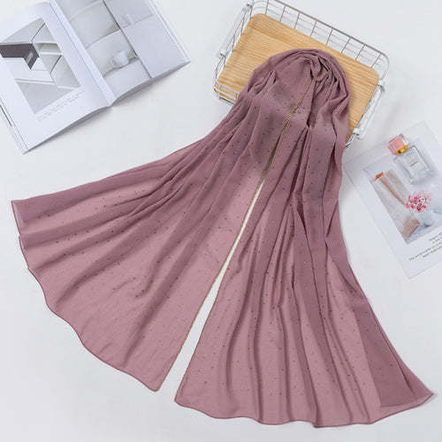 Luxury Gold Chiffon Head Scarf Solid Soft Long Muslim Scarves For