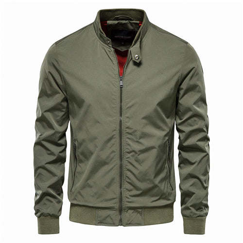 Aiopeson Solid Color Baseball Jacket Men Casual Stand Collar Bomber