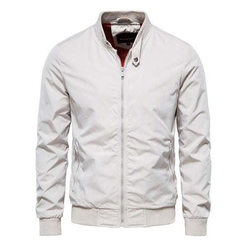 Aiopeson Solid Color Baseball Jacket Men Casual Stand Collar Bomber