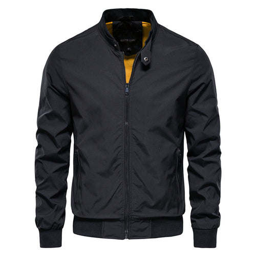 Aiopeson Solid Color Baseball Jacket Men Casual Stand Collar Bomber