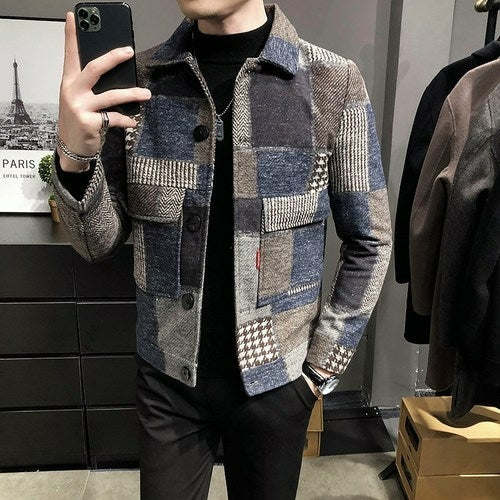 2022 Autumn and Winter Fashion New Men's Casual Lapel Hoodless Jacket