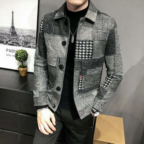 2022 Autumn and Winter Fashion New Men's Casual Lapel Hoodless Jacket