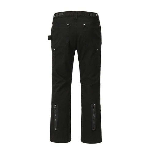 Back Ankle Zipper Spliced Straight Flare Pants Mens High Street Washed