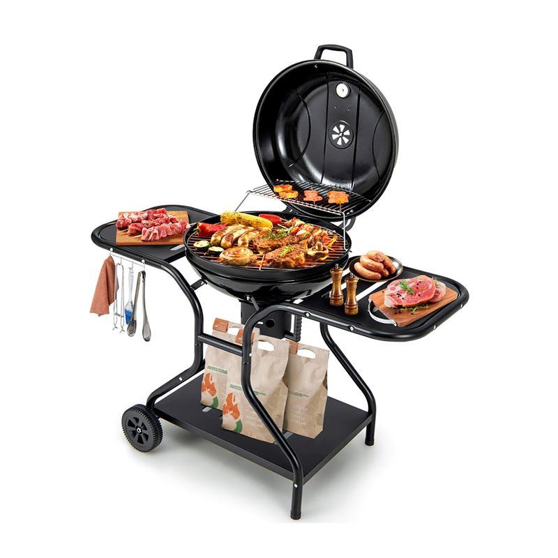 Outdoor BBQ Charcoal Grill with Bottom Storage Shelf