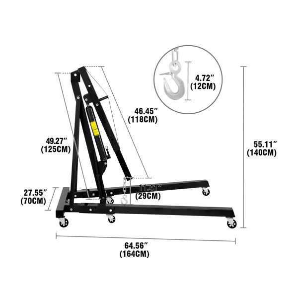 2Ton 4400LBS Heavy Duty Engine Hoist Leveler Cherry Picker Shop Crane Load Lift