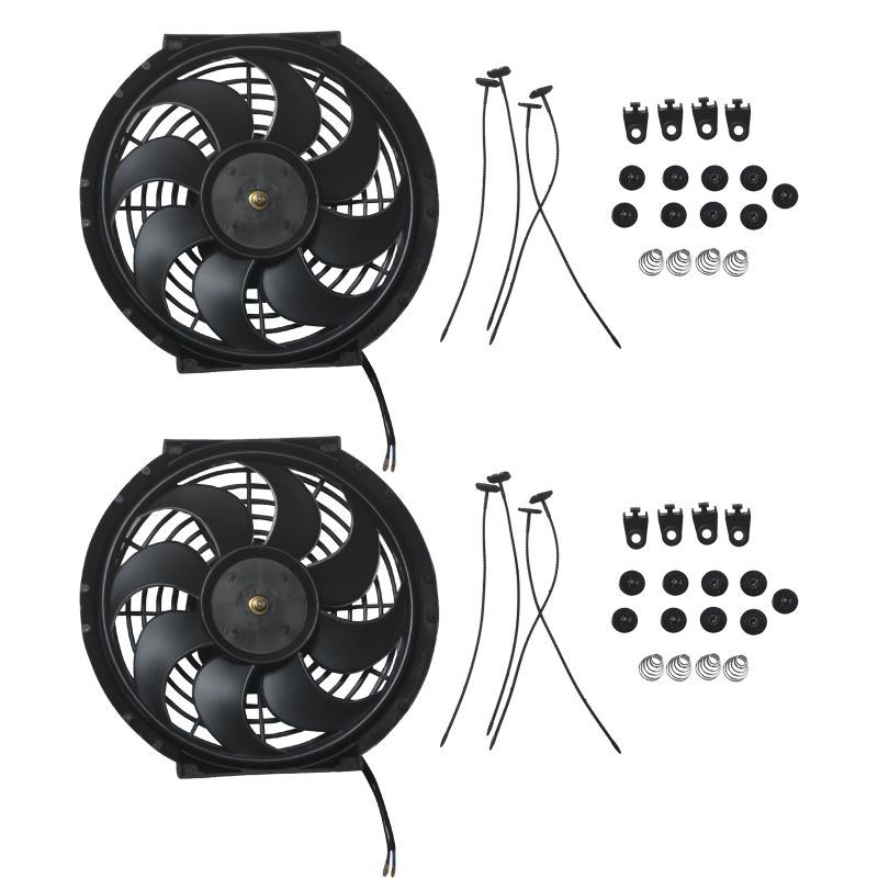 Pair 10" Universal Slim Fan Push Pull Radiator Cooling 12V 80W w/Mount