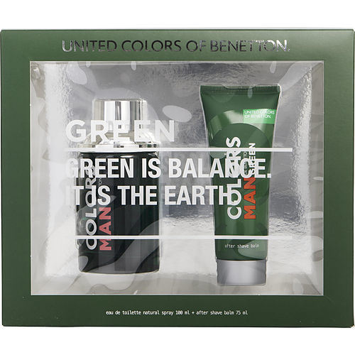 COLORS DE BENETTON GREEN by Benetton EDT SPRAY 3.4 OZ & AFTERSHAVE BALM 2.5 OZ