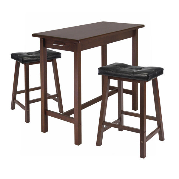 Sally 3-Pc Breakfast Table Set with 2 Cushion Saddle Seat Stools