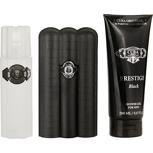 CUBA PRESTIGE BLACK by Cuba EDT SPRAY 3 OZ & AFTERSHAVE SPRAY 3.3 OZ & SHOWER GEL 6.6 OZ