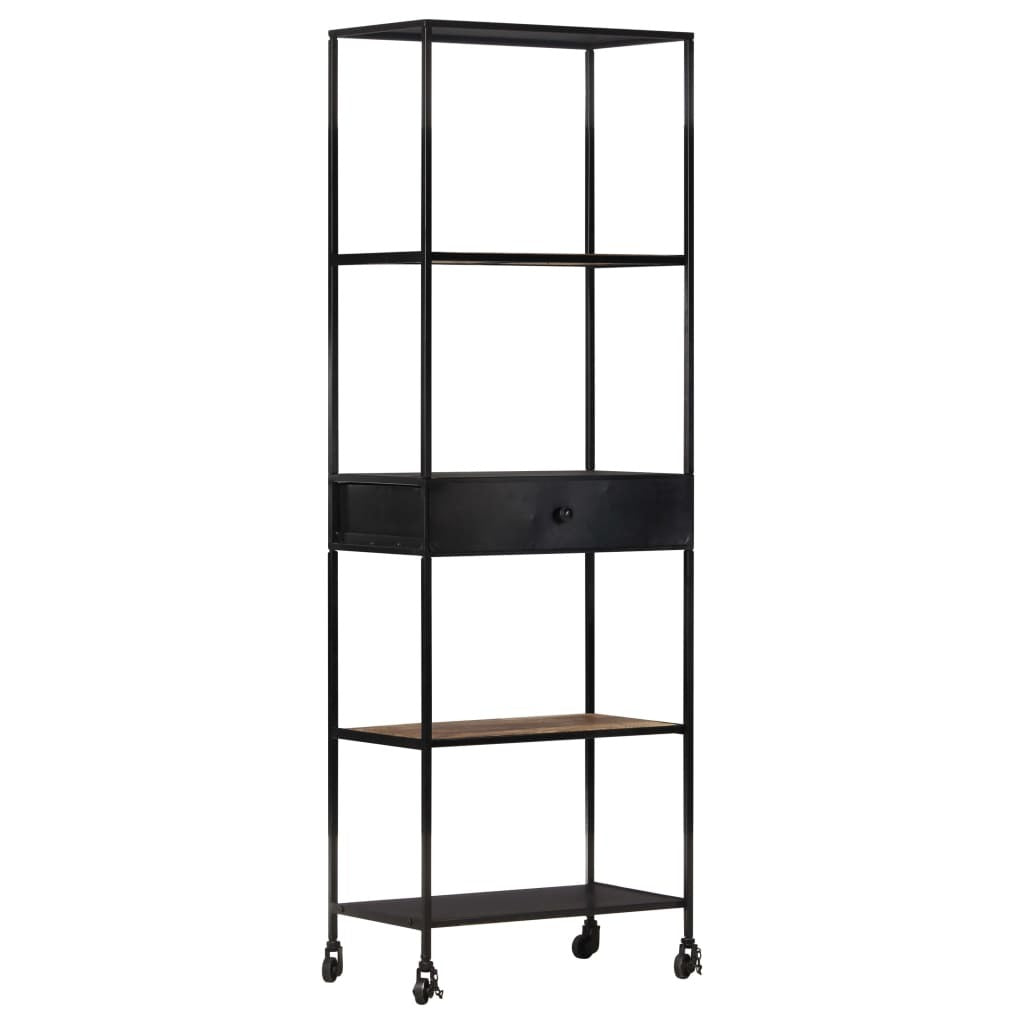 Book Cabinet 23.6"x13.8"x70.9" Rough Mango Wood & Iron