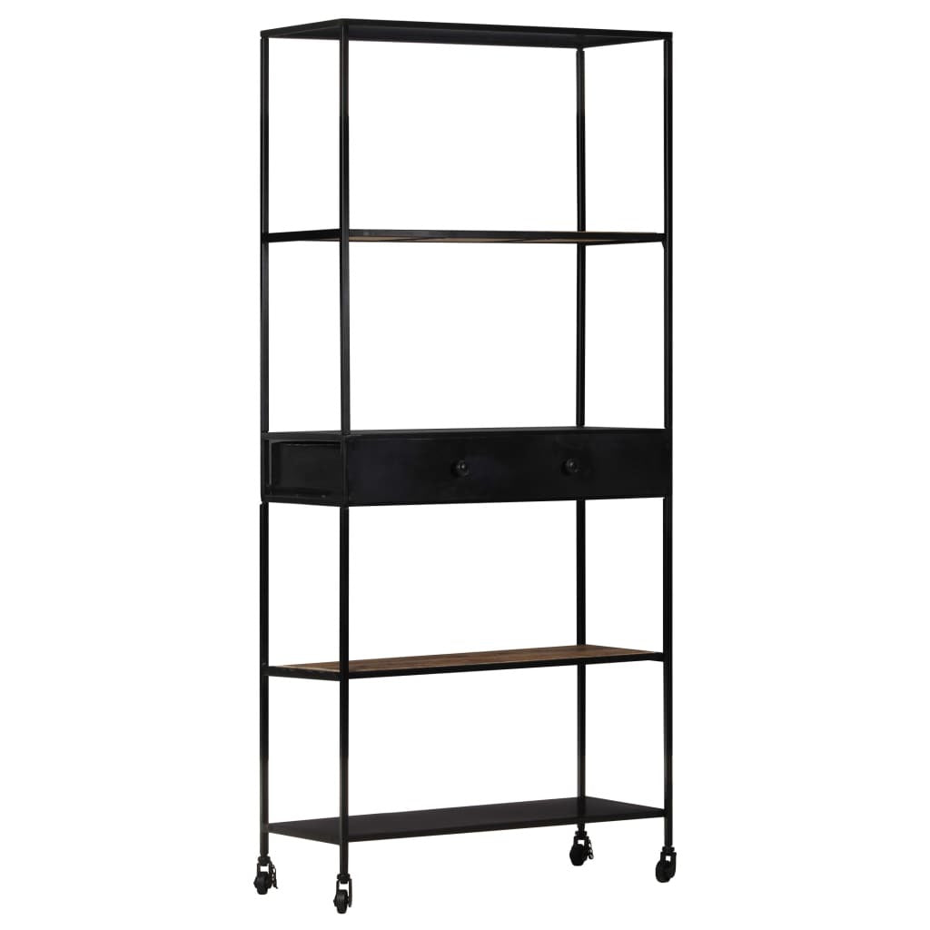 Book Cabinet 31.5"x13.8"x70.9" Rough Mango Wood & Iron