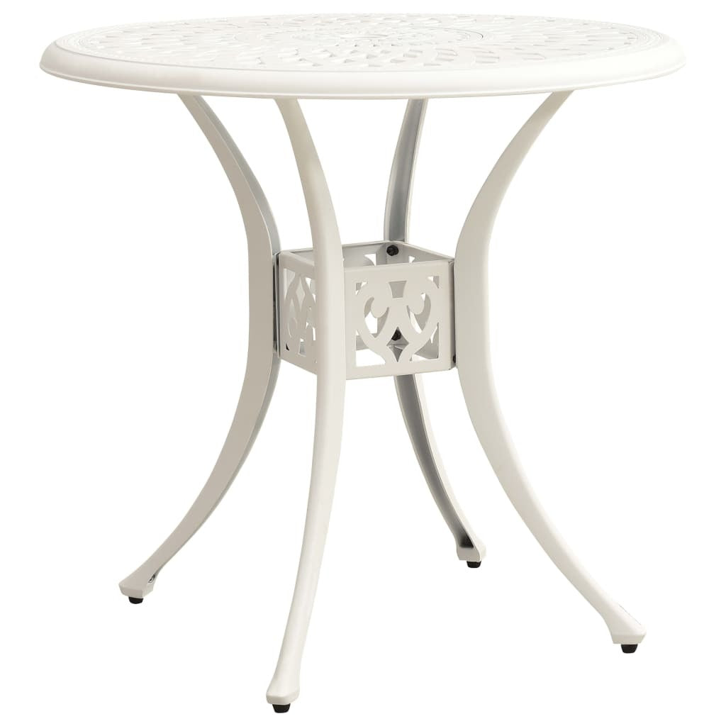 Patio Table White 30.7"x30.7"x28.3" Cast Aluminum