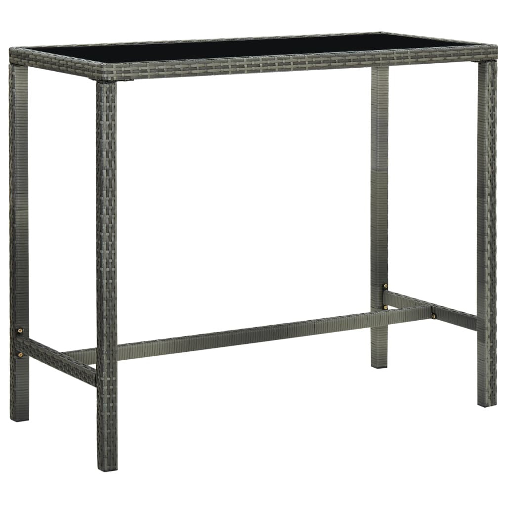 Patio Bar Table Gray 51.2"x23.6"x43.3" Poly Rattan and Glass