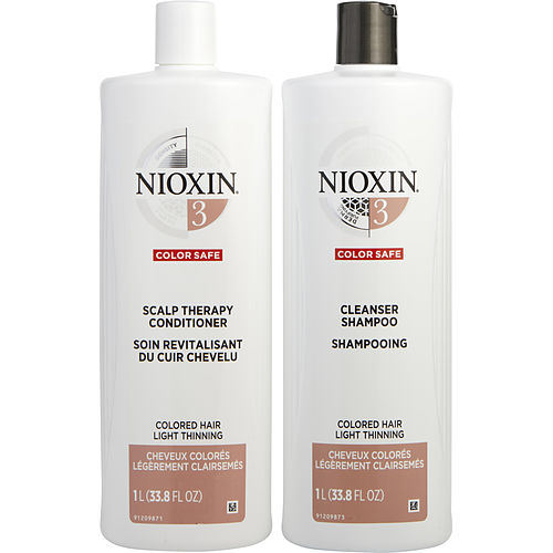 NIOXIN by Nioxin SYSTEM 3 SCALP THERAPY CONDITIONER AND CLEANSER SHAMPOO FOR COLORED HAIR WITH LIGHT THINNING LITER DUO