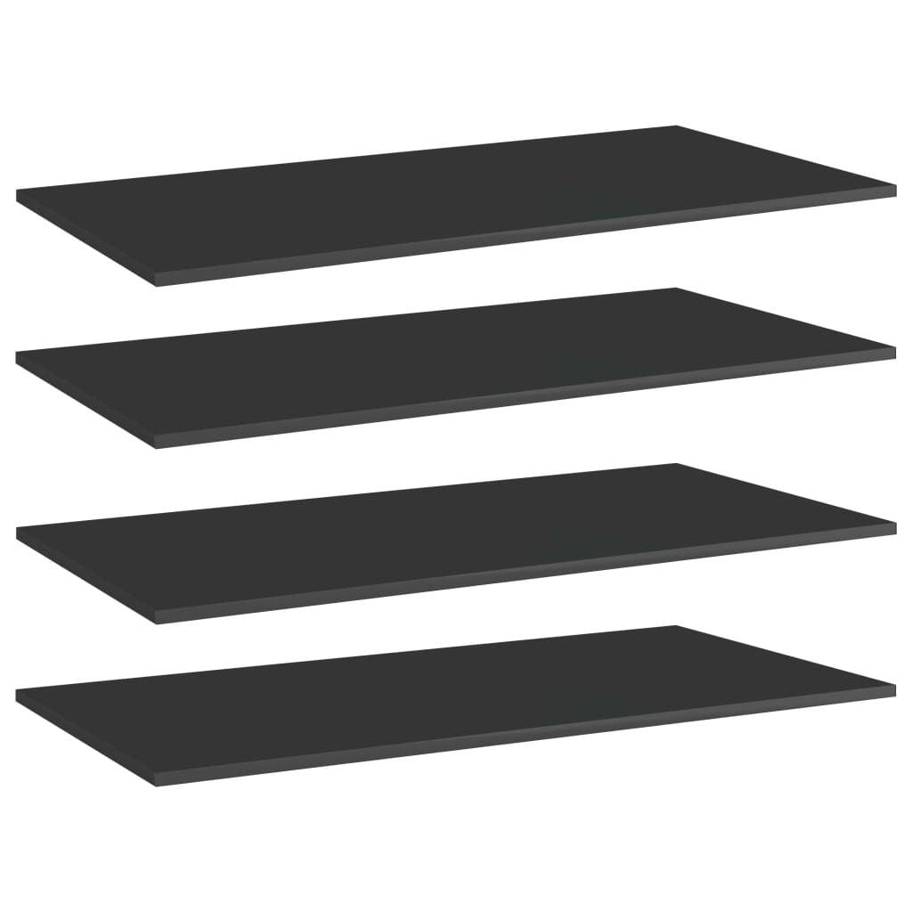 Bookshelf Boards 4 pcs High Gloss Black 31.5"x7.9"x0.6" Engineered Wood